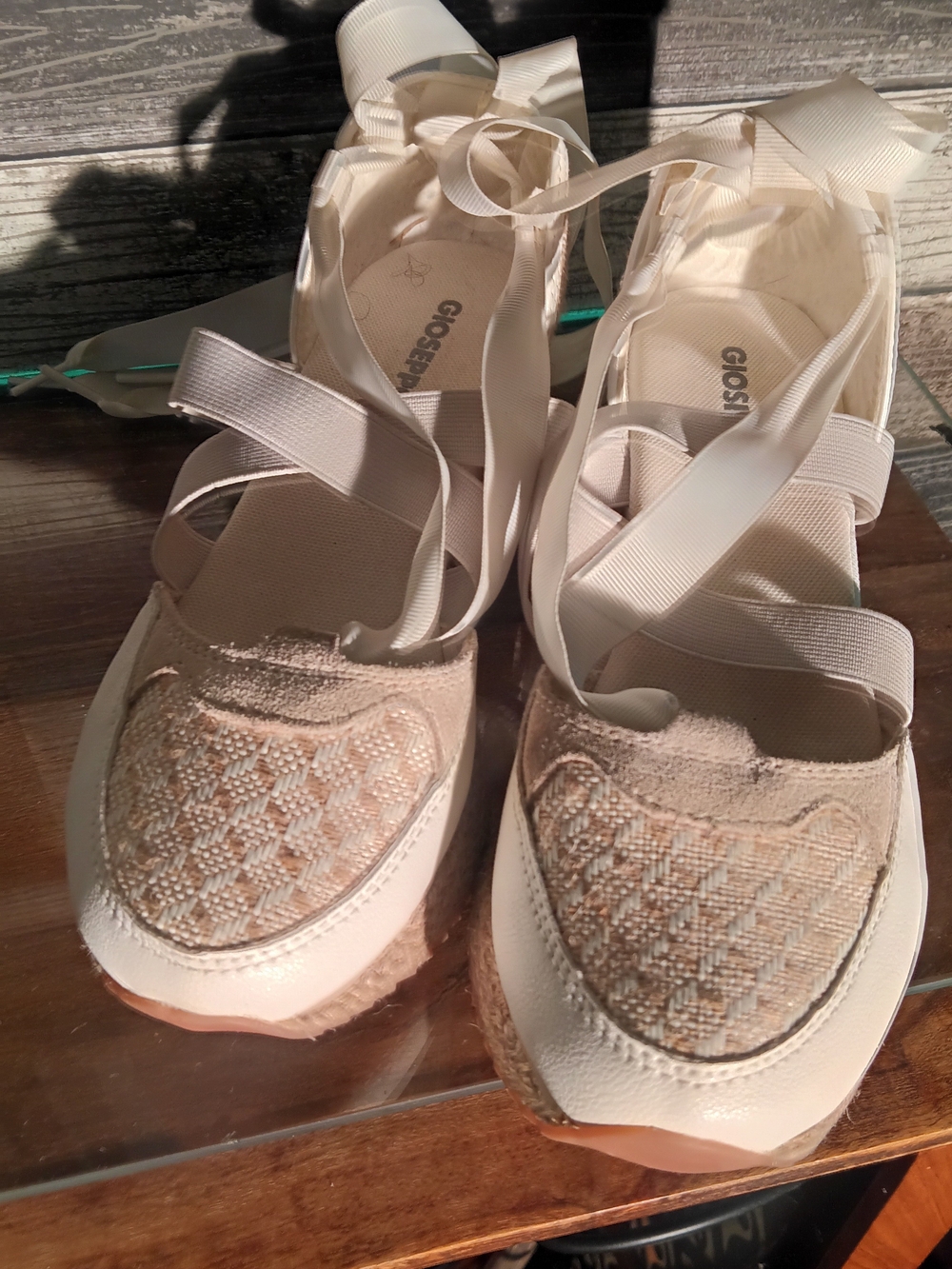 Women’s Cream Lace-Up Wedge Espadrille
